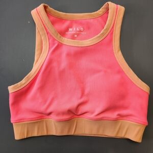Wilo The Label Crop Sports Bra SZ M Racerback Coral and Orange Full Coverage